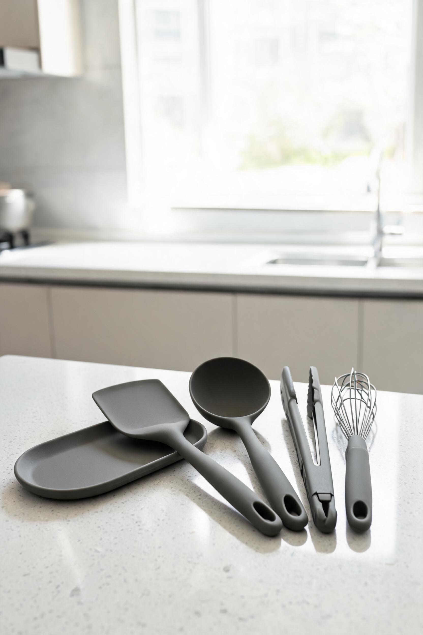 Silicone Utensils 5-Piece Set - Non-Stick Safe Heat Resistant Kitchen Tools